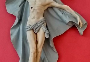 Escultura de Cristo e anjo em marfinite