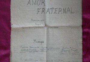 Amor Fraternal. Adolfo Gouveia Pinto. Peça Manuscrita.