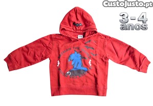 Camisola Capuz Vermelha Zippy 3-4 anos