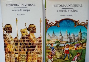 Livros "História universal - O mundo antigo" e "História universal - O mundo medieval"