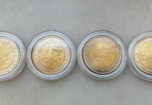 Conjunto de 4 moedas de 2EUR comemorativas de Portugal