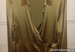 Vestido acetinado verde seco da Stradivarius novo