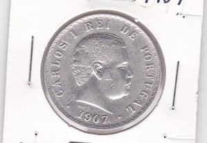 Moeda de 500 reis em prata D. Carlos I de 1907