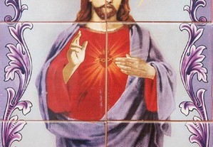 Painel Azulejos Sagrado CORAÇÃO DE JESUS 45 x 30cm