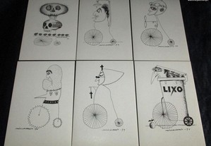 Postal Série Ciclistas Desenhos de Mário Alberto