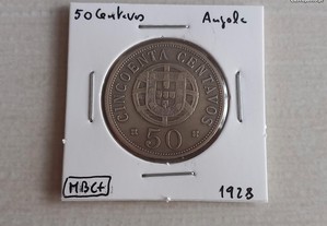 Moeda 50 Centavos 1928 Angola - MBC+