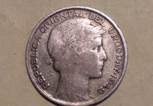 Moeda de 20 centésimos 1942 Prata 0,720 Uruguai