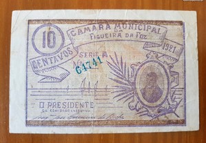 Nota /cédula camarária 1921 Figueira da Foz (RARA)