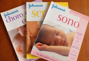 três livros da coleção Um Guia Prático para os Pais: "Sono", "Ser pai" e "Choro e conforto"