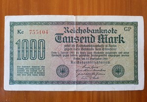 Antiga nota de 1000 Mark, ano 1922 Alemanha (RARA)