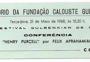 Auditório da Gulbenkian - convite (1968)