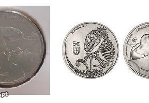 Portugal moeda comemorativa 5 euro dinossauros antunesi a 9,50