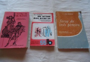 3 Livros Gil Vicente Os autos da barca -teatro Gil Vicente-Gil Vicente Inês Pereira