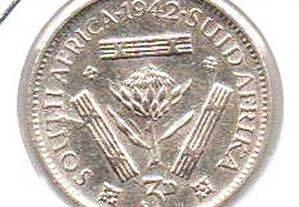 África do Sul (União) - 3 Pence 1942 - mbc+/bela prata