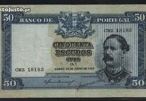 Espadim - Nota de 50$00 de 1955 - Mbc