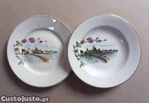 Par de pratos Vista Alegre motivo Paisagem