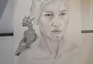 Desenho a lápis Game of Thrones Daenerys Targaryen