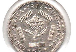 África do Sul - 5 Cents 1963 - soberba prata