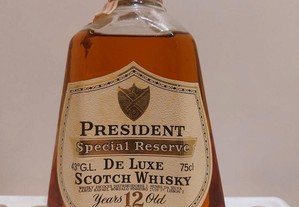 Whisky velho President 12 Years Old Special Reserve De Luxe 75cl dos anos 80s