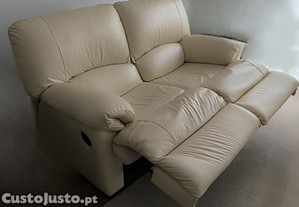 2 sofás de 2 lugares em pele genuína com relax.