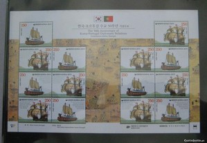 Folha Miniatura Coreia série 50 A Relações Diplomáticas c/ Coreia