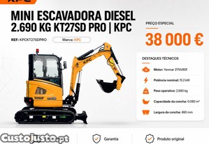 Mini Escavadora Diesel Kpc Pro 2690kg Ll29