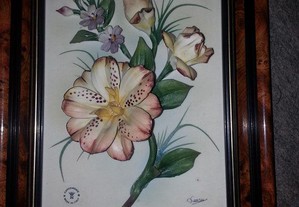 Quadro flores em porcelana Capo Di Monti