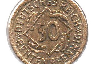 Alemanha (Rep. Weimar) - 50 Rentenpfennig 1924 A - mbc+/bela