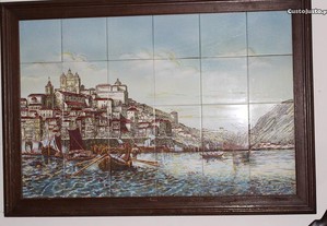 Painel de azulejos do Porto antigo pintado á mão
