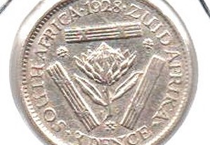 África do Sul (União) - 3 Pence 1928 - mbc/mbc+ prata