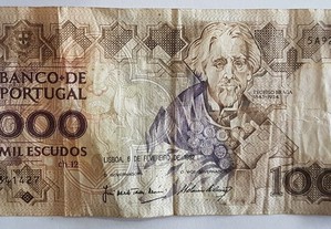 nota de 1000 Escudos de 1992 de Teófilo Braga