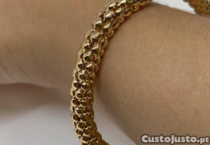 Pulseira Elstica Dourada com Efeito de Esferas - ao inoxidvel