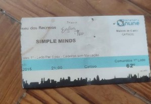 Bilhete Concerto Simple Minds no Coliseu dos Recreios 2015