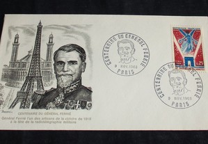 Sobrescrito de 1ª Dia Centenaire du Général Ferrié 1968 Paris França