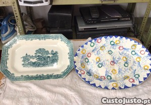 2 travessas muito antigas em cermica,ver outras fotos
