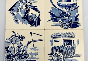 Conjunto de 4 azulejos com desenhos pintados à Mão, da fábrica Aleluia n2 