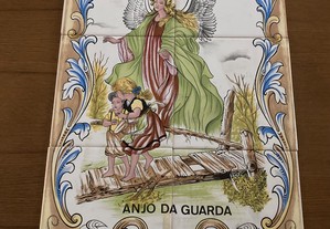 Painel de 6 azulejos pintados á mão com o anjo da guarda novo
