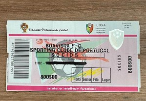 Bilhete de Futebol "Boavista x Sporting" Superliga 00/01
