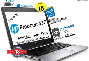 HP ProBook 430 G3 cpu intel I5 8GB 2 X Disco SSD 120GB+500GB Ecrã 13.3p Win 10