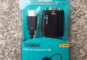 Cabo conversor HDMI para VGA com áudio - NOVO