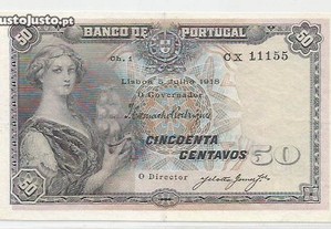 Espadim - Nota de 50 Centavos de 1918 - 1 Linha CX