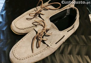 Sapatos de vela mocasines em camura natural e muito bom estado