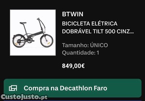 Bicicleta Eletrica btwin tild 500 Cinza sem bateria