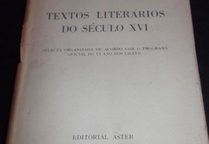 Livro Textos Literários do Século XVI Aster 1ª ed.