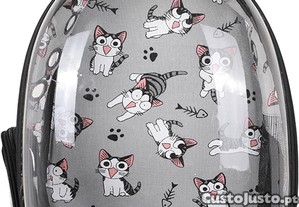 Mochila de animal gato cinza