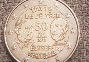 Moeda 2 Euros França 2013 Tratado Élysée