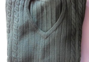 OPORTUNIDADE p/ Homem/Jovem: Camisola de lã tom verde Tamanho S