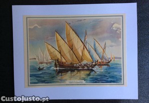 Caravela - 1460 Por Almirante João Braz de Oliveira. Estampa original de 1952