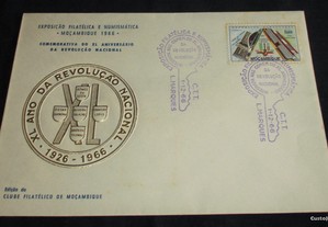 Sobrescrito de 1ª Dia Exposição Filatélica e Numismática Moçambique 40 Anos 1966