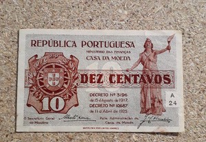 Nota-cédula de 10 centavos 1917 "'série A"